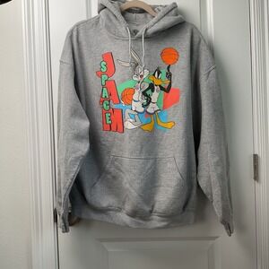 Vintage Style Space Jam Bugs Bunny Daffy‎ Duck Hoodie Gray XL Mens Basketball